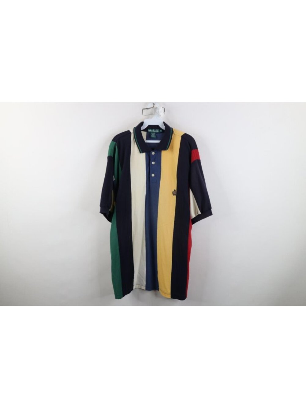 Vintage 90s Collared Golf Polo Shirt Mens Size 2XB Rainbow Striped Color Block